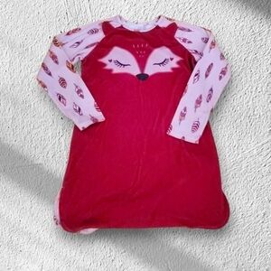 Girls (18) Cranberry Fox Fleece Nightgown